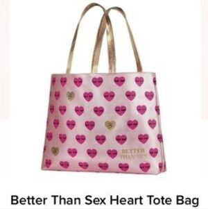 NWOT Too Faced Better Than Sex tote bag Pink Gold Hearts
